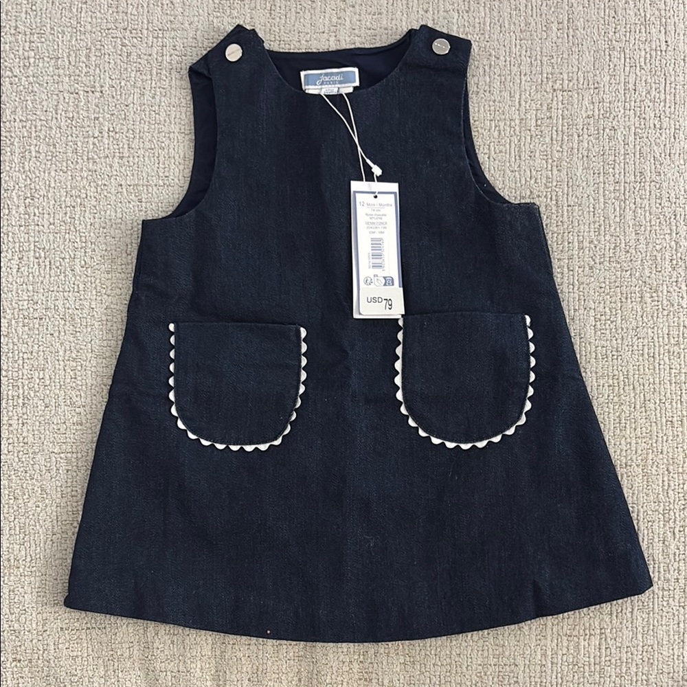 Jacadi Blue A-line Sleeveless Crew Neck Dress